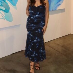 Lulu's Navy Blue Floral Dress